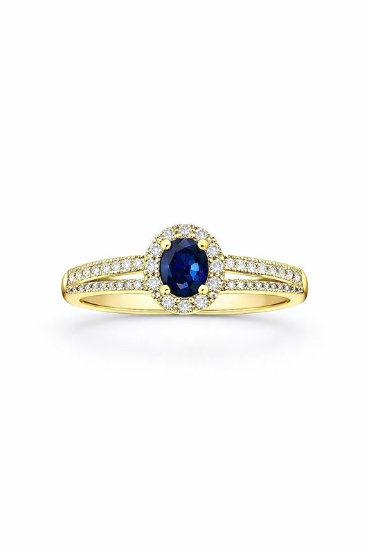 14K Gold Sapphire and Diamond Ring, 0.50 ct