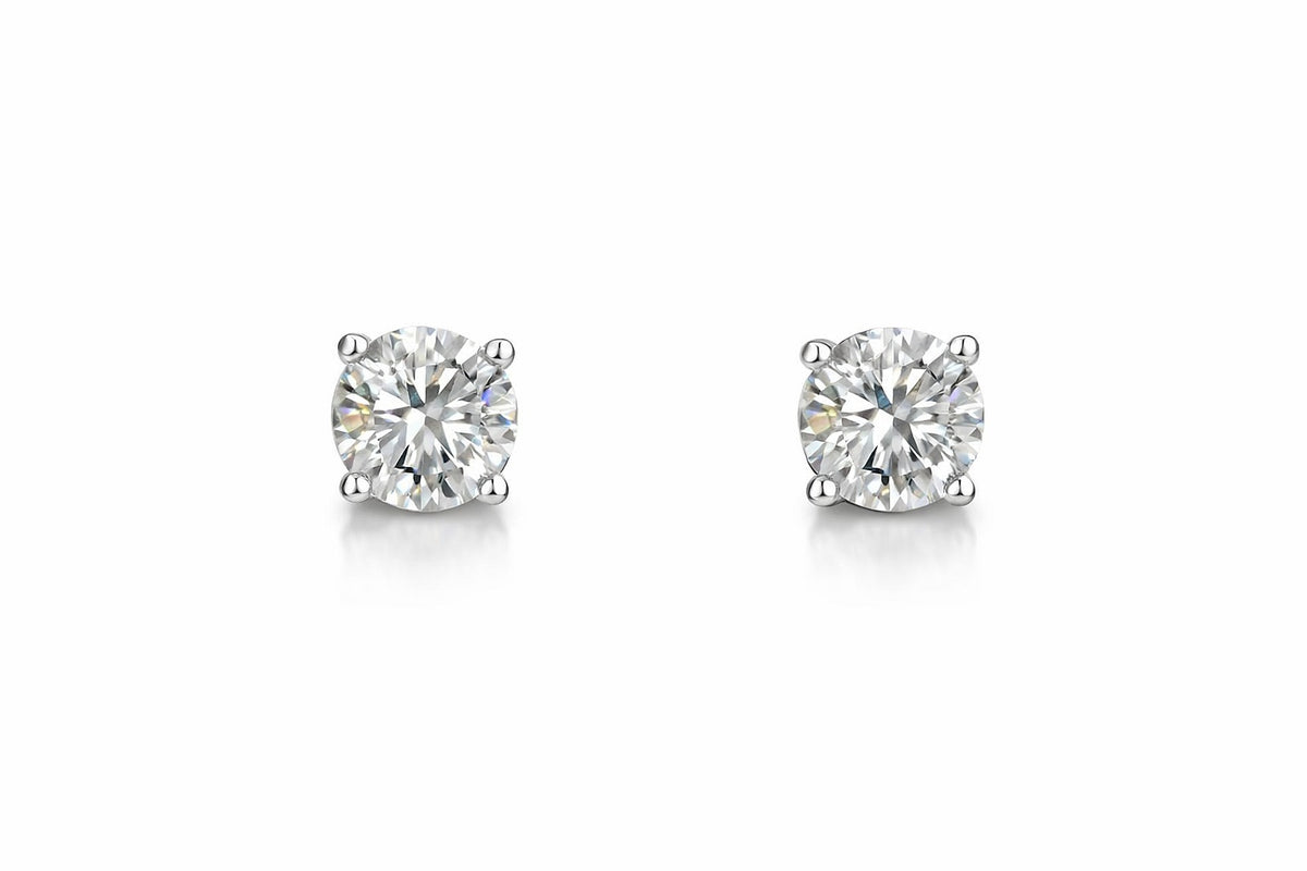 14K White Gold Diamond Stud Earrings, 2.41 ct