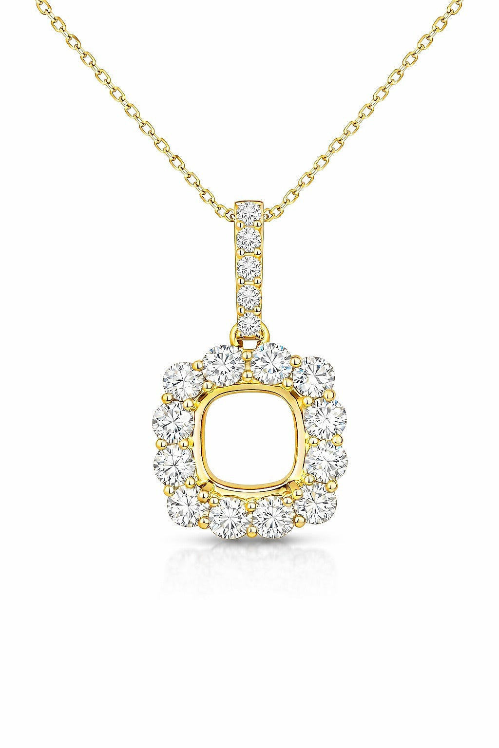 14K White Gold Diamond Open Center Pendant, 1.00 ct