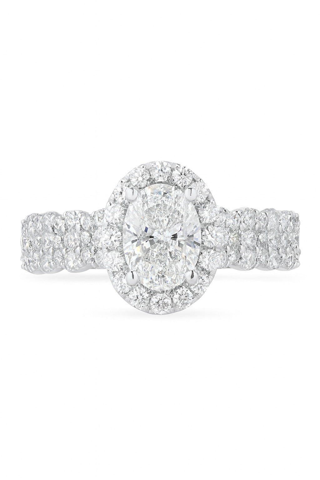 18K White Gold Round Diamond Ring, 1 3/8 ct