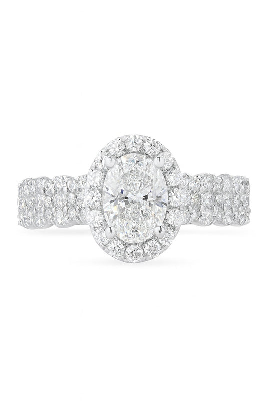 18K White Gold Round Diamond Ring, 1 3/8 ct
