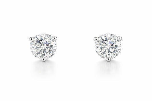 14K White Gold Round Diamond Martini Stud Earrings, 2.03 ct