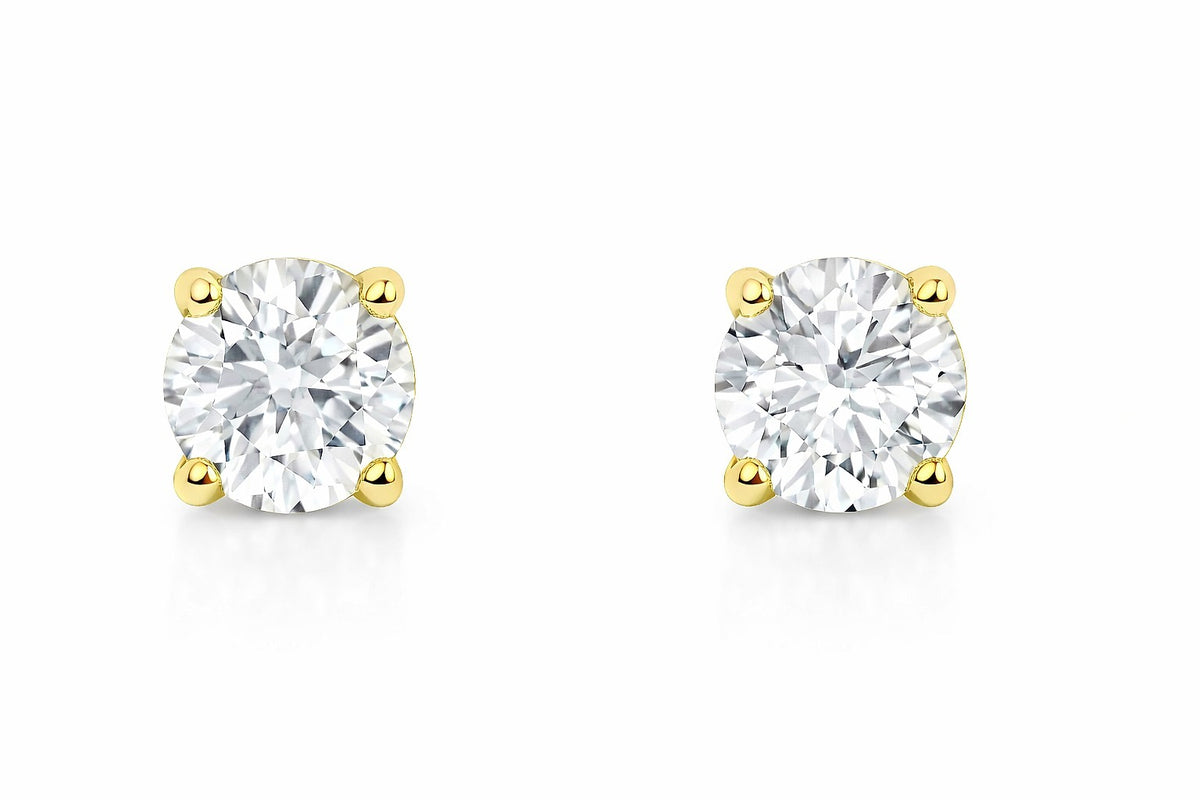 14K White Gold Round Diamond Stud Earrings, 2.06 ct