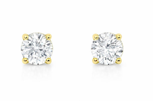 14K White Gold Round Diamond Stud Earrings, 2.06 ct