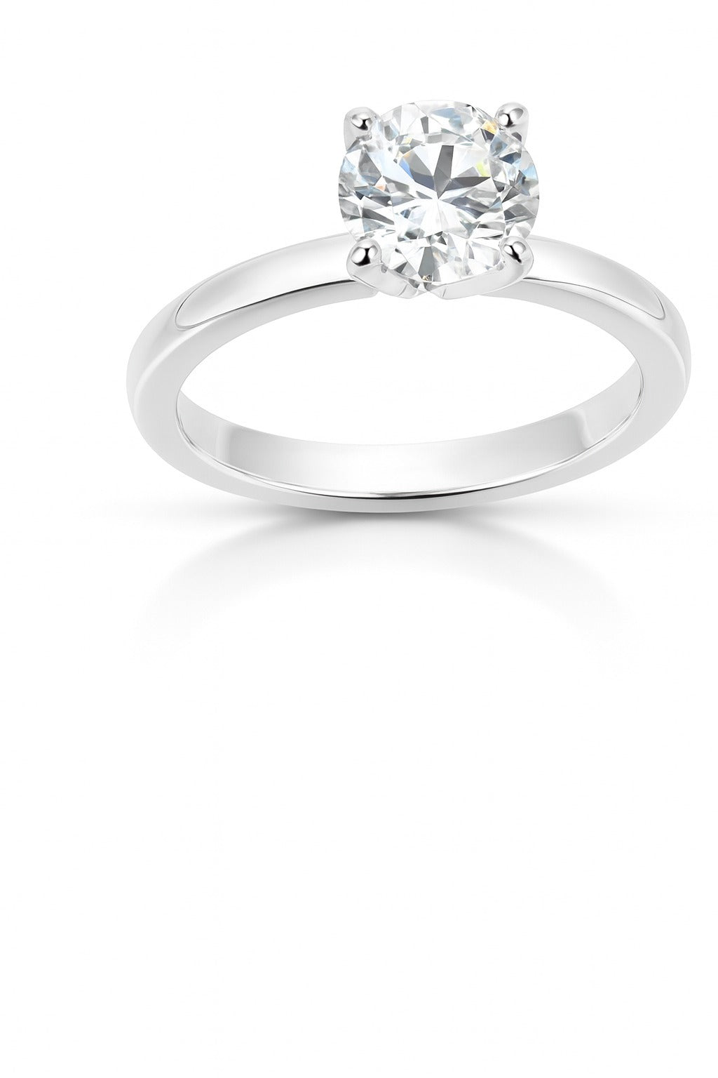 14K White Gold Natural Diamond Solitaire Ring, 1.07 ct