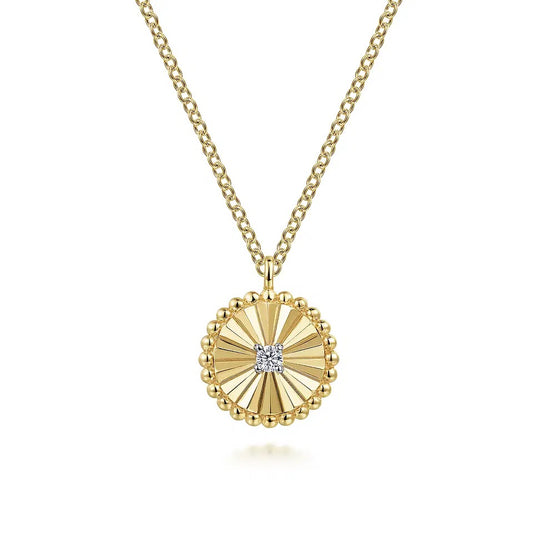 Diamond Cut - 14K White-Yellow Gold Bujukan Diamond Cut Pendant Necklace