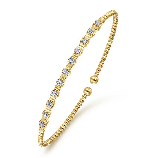 14K Yellow Gold Bujukan Diamond Bangle Bracelet