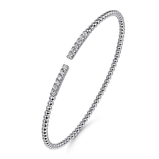 14K White Gold Bujukan Diamond Bars Bangle Bracelet