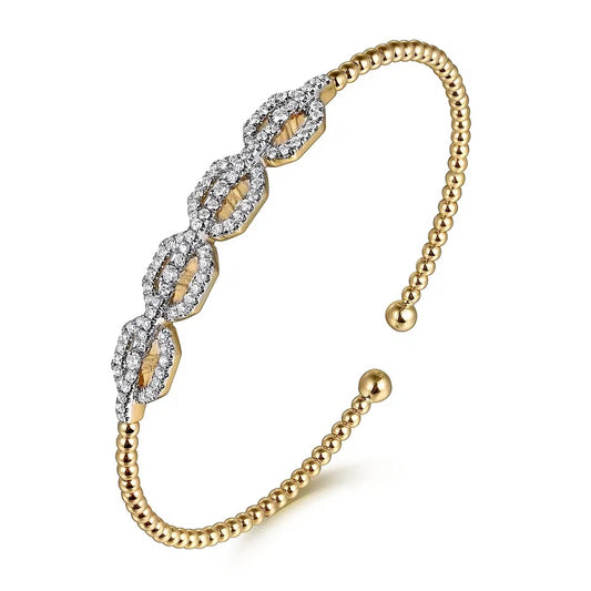 14K Yellow Gold Bujukan Diamond Linked Bangle Bracelet