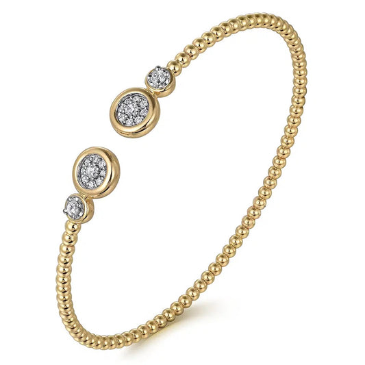 14K White and Yellow Gold Diamond Bujukan Bangle Bracelet