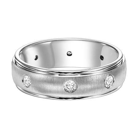 14K White Gold Burnish Set Diamond Band