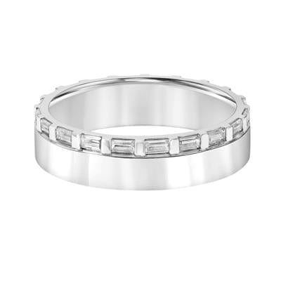 14K White Gold Baguette Diamond Edge Band