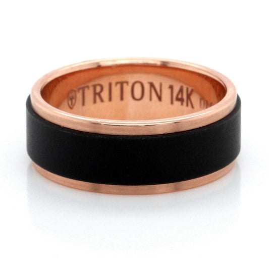 14K Rose Gold Tungsten and Carbide Wedding Band