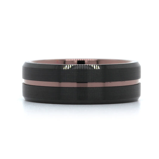 Black Tungsten with Brown Tungsten Stripe Band