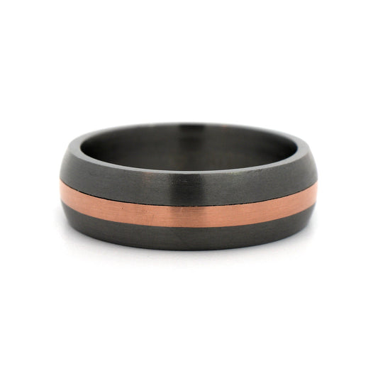 14K Rose Gold Center Brushed Tantalum Band