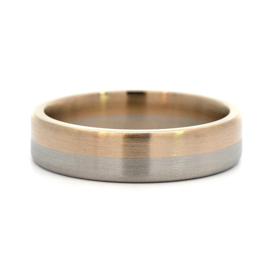 18K Yellow Gold and Platinum 5.5mm Satin Finish Band