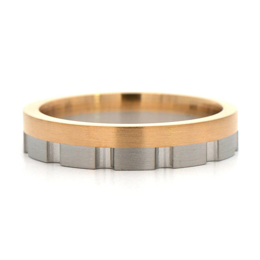 18K Yellow Gold and Platinum 4.5mm Satin Band