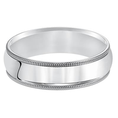 14K White Gold Comfort Fit Milgrain Band 4mm