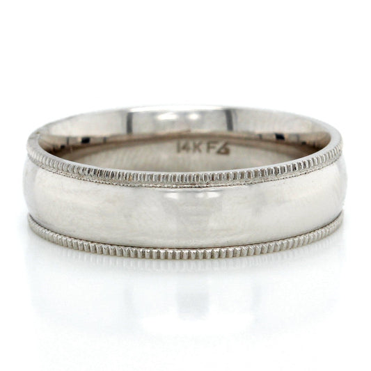 14K White Gold Low Comfort Fit Milgrain Band