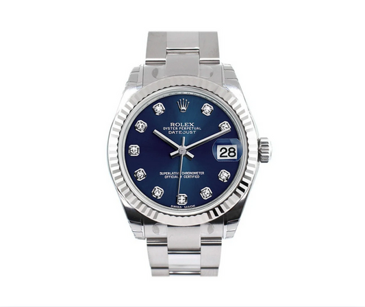 Rolex Datejust 31 – Blue Diamond Dial with White Gold Fluted Bezel Watch 178274
