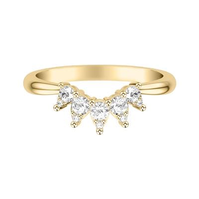 18K Yellow Gold Curve 5 Stone Diamond Band