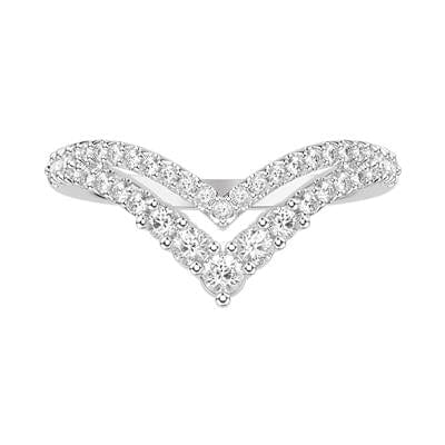 18K White Gold Double Row V Shape Diamond Band