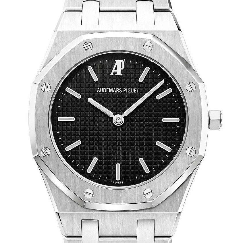 Pre-Owned Audemars Piguet Royal Oak Black Dial (Ref 6008ST) Ladies Quartz Watch
