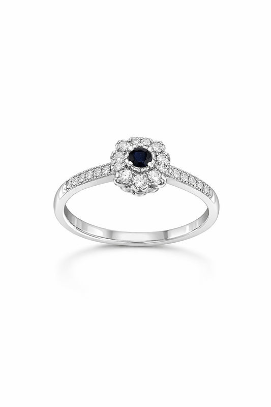 14K White Gold Sapphire and Diamond Pendant, 0.25 ct