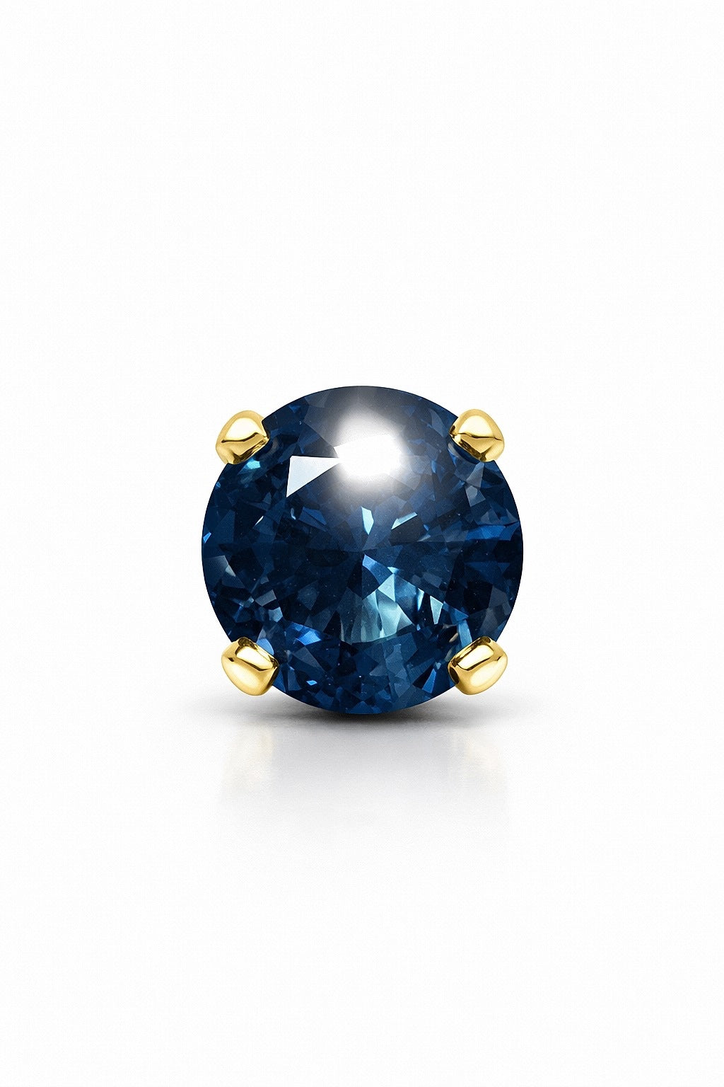 14K Yellow Gold Round Sapphire Solitaire Stud Earrings, 1.32 ct
