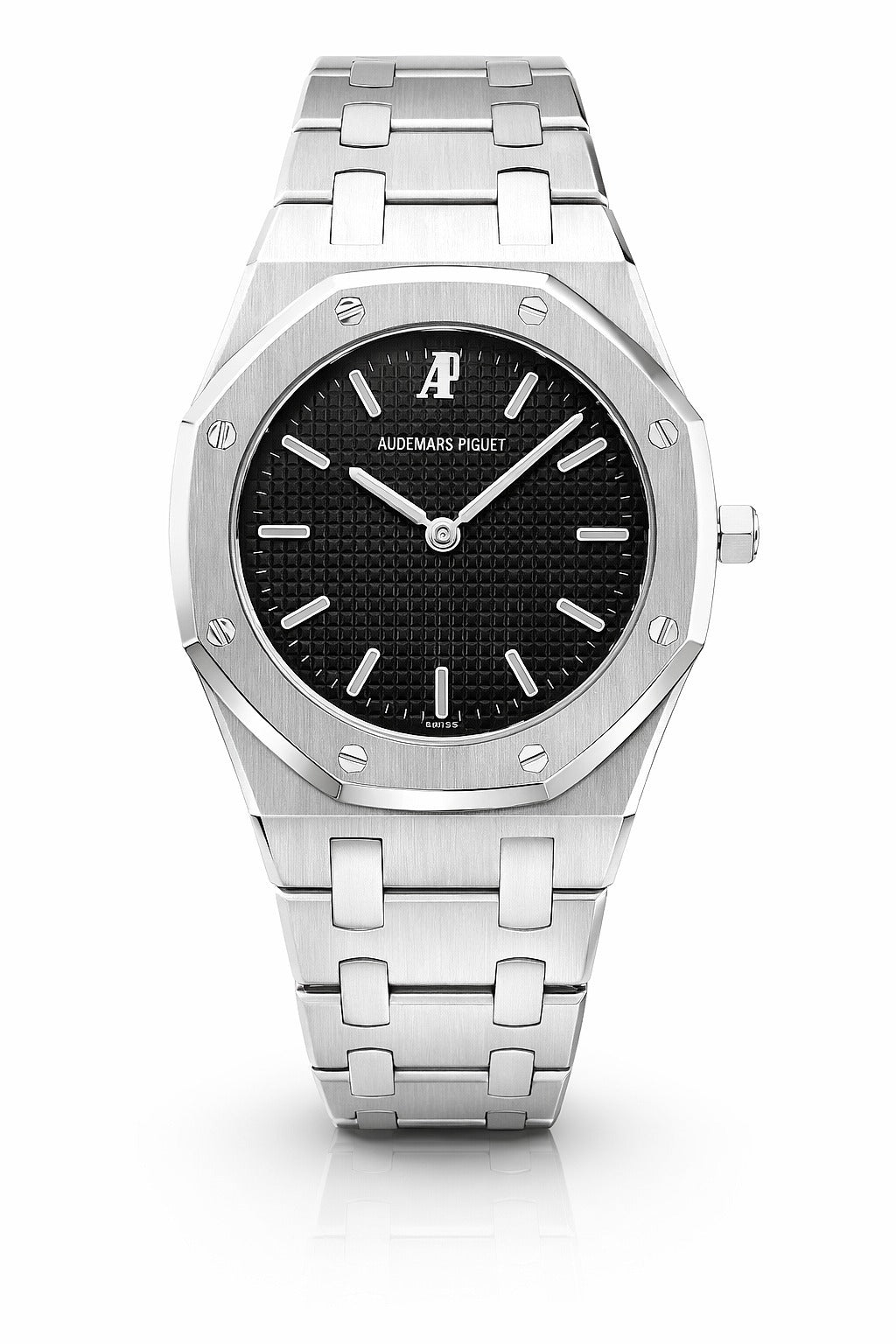 Pre-Owned Audemars Piguet Royal Oak Black Dial (Ref 6008ST) Ladies Quartz Watch