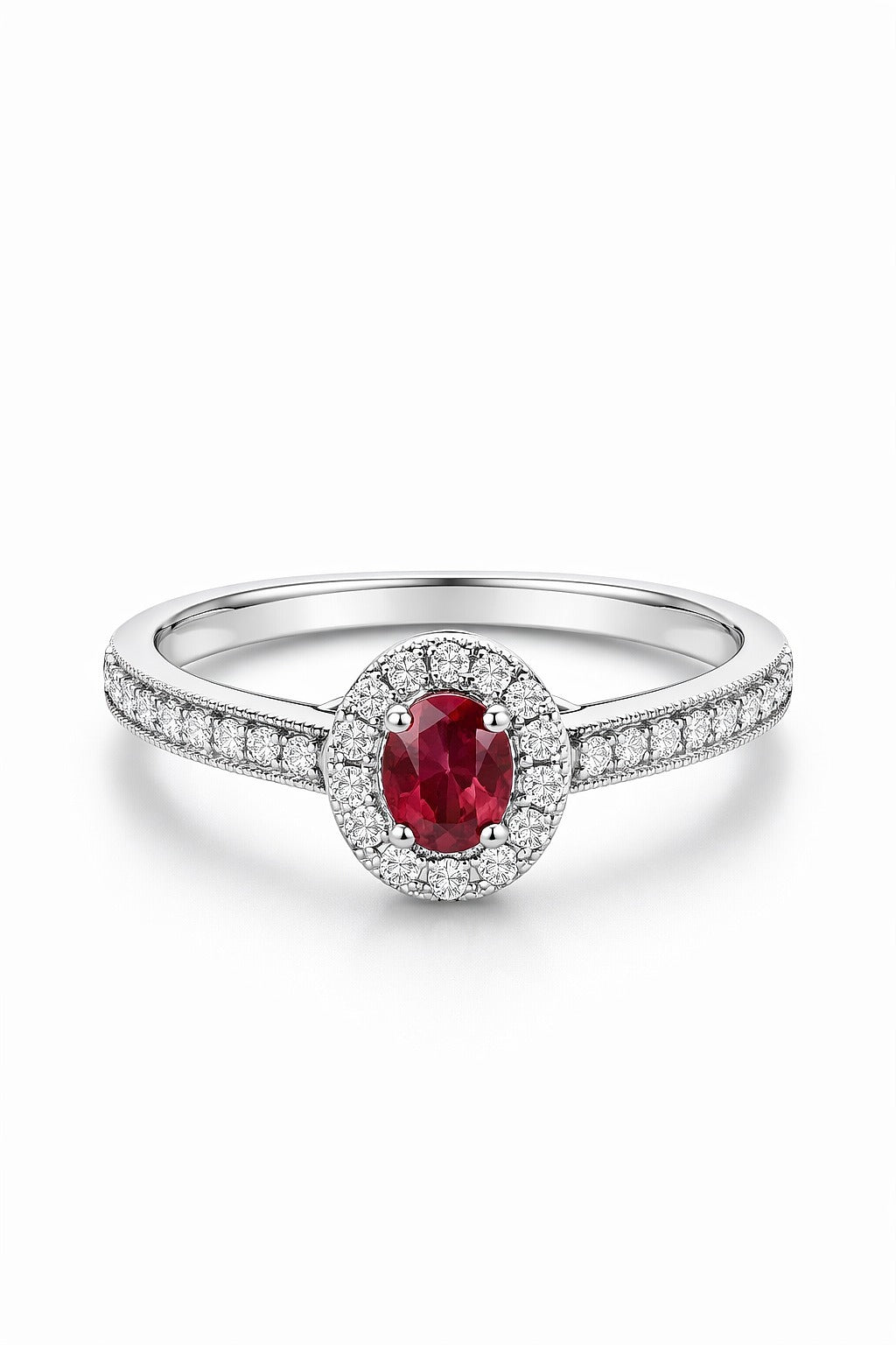 14K White Gold Ruby and Diamond Ring, 0.25 ctw Diamonds