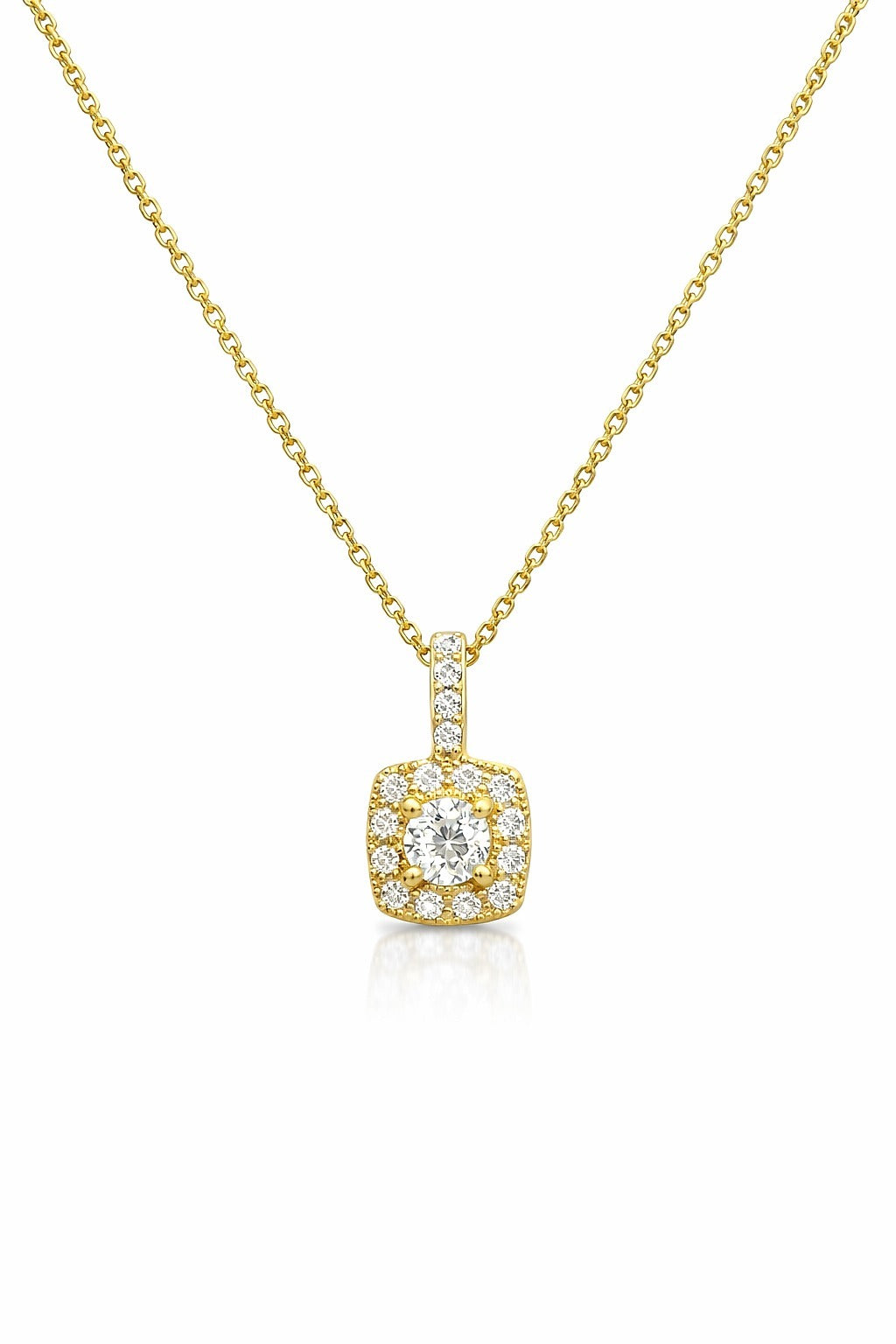 14K Yellow Gold Diamond Halo Pendant, 0.26 ct