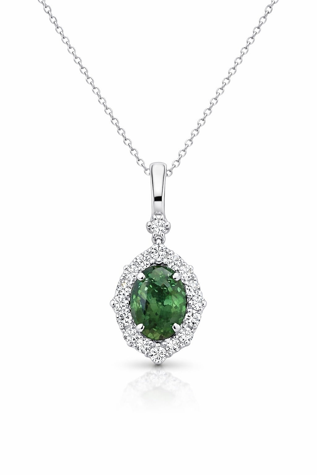 14K White Gold Alexandrite and Diamond Pendant, 0.50 ctw Diamonds