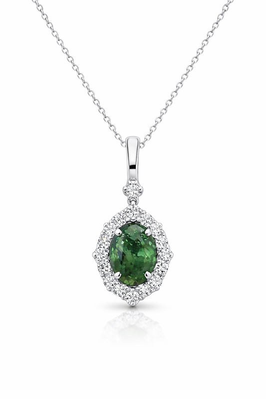 14K White Gold Alexandrite and Diamond Pendant, 0.50 ctw Diamonds