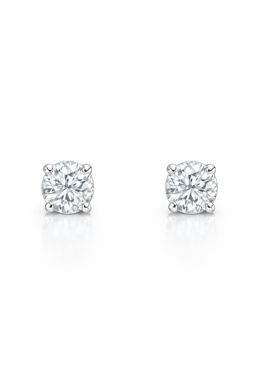 14K White Gold Diamond Solitaire Earrings