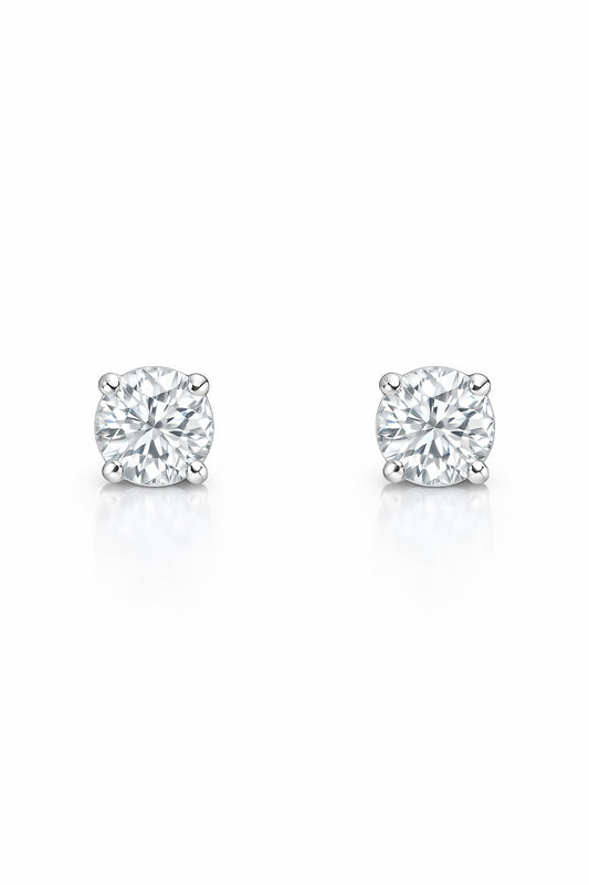 14K White Gold Diamond Solitaire Earrings