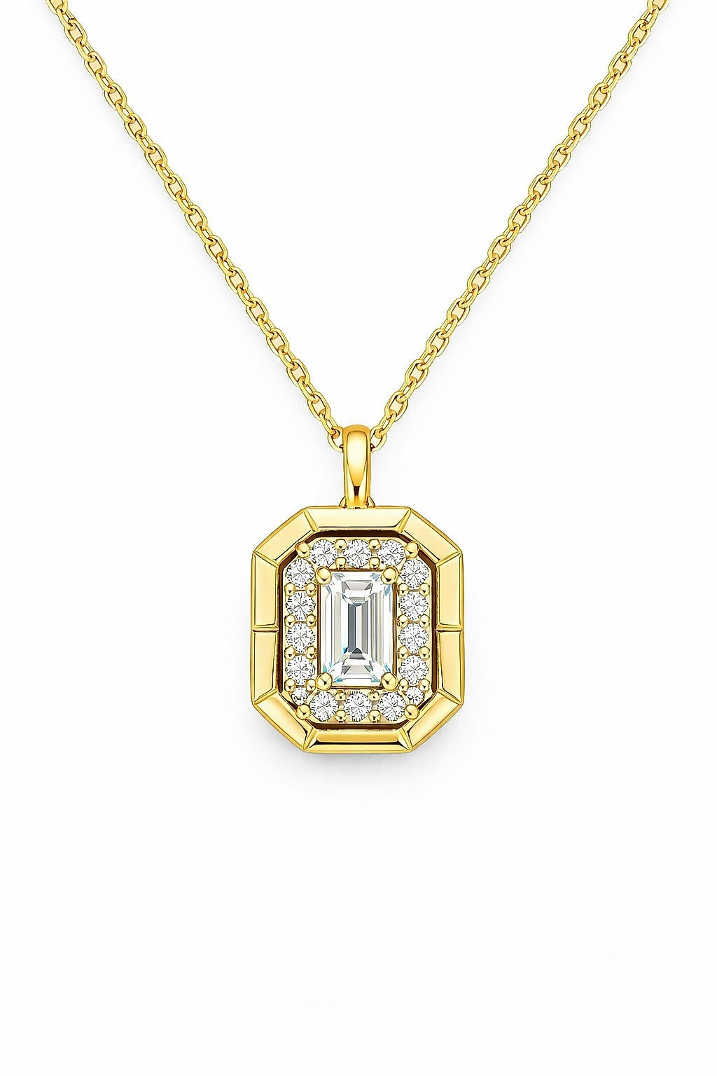 18K Yellow Gold Round Diamond Necklace, 5/8 ct
