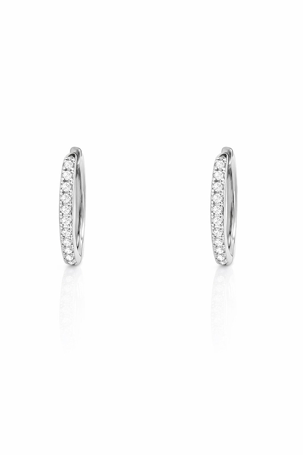 14K White Gold Diamond Huggie Hoop Earrings, 0.20 ct
