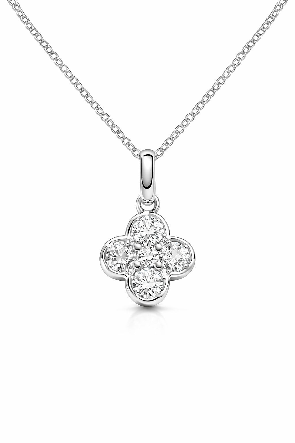 14K Gold and Platinum Diamond Flower Pendant, 3/8 ct