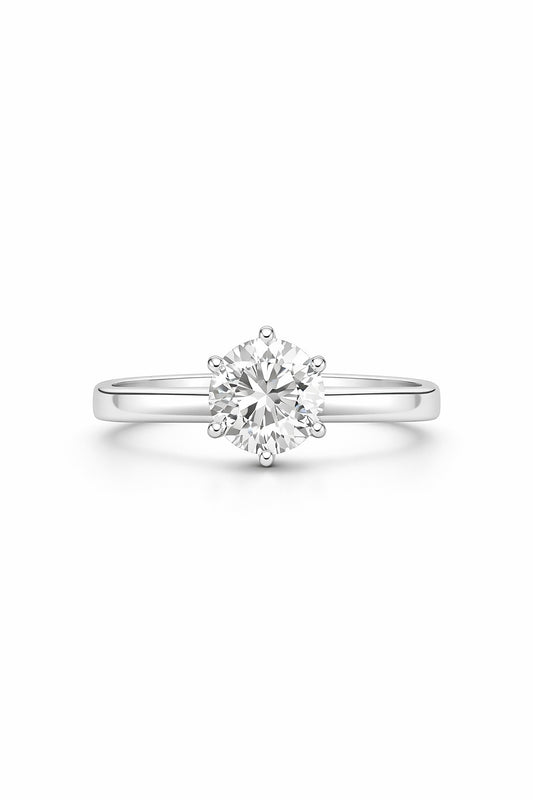 14K White Gold Natural Diamond Solitaire Ring, 2.00 ct