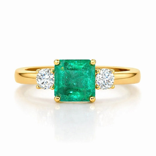 14K Gold Emerald and Diamond Ring