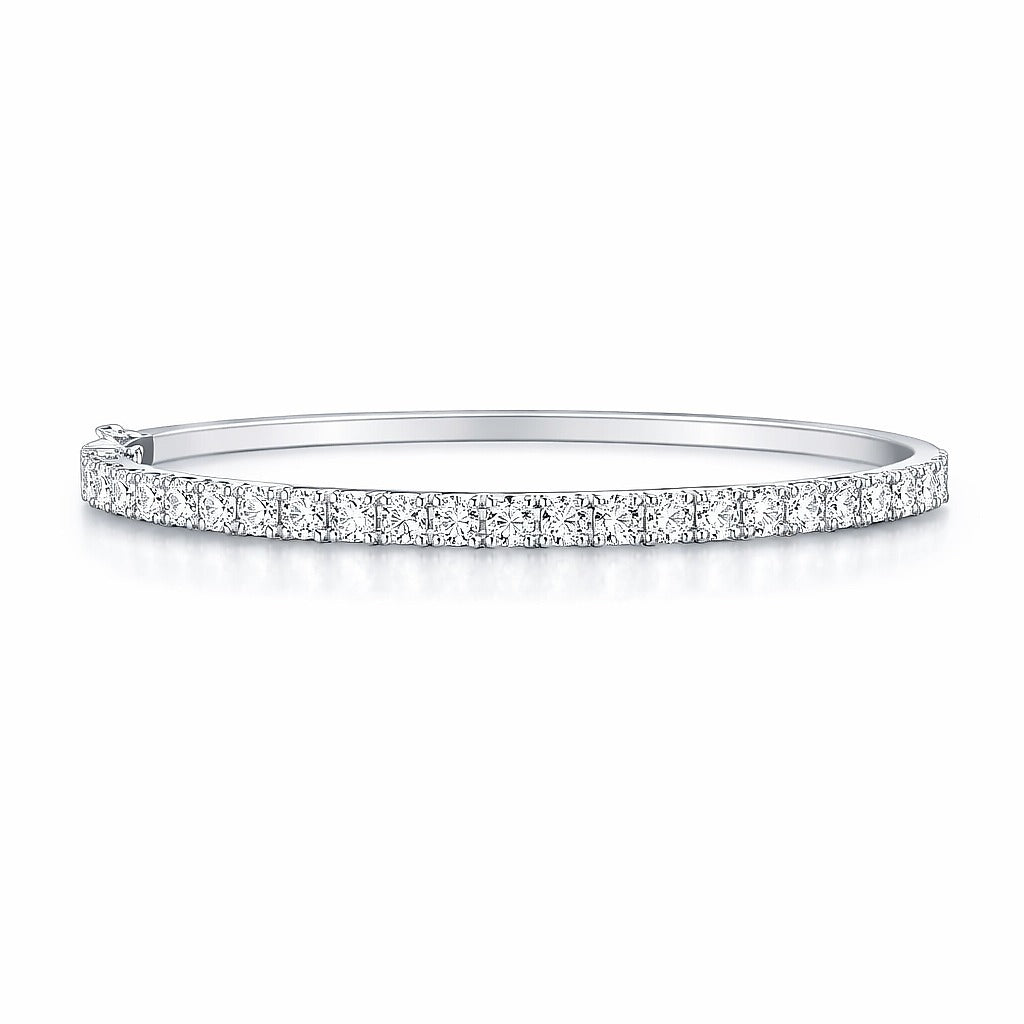 14K White Gold Diamond Bangles, 2.82 ct