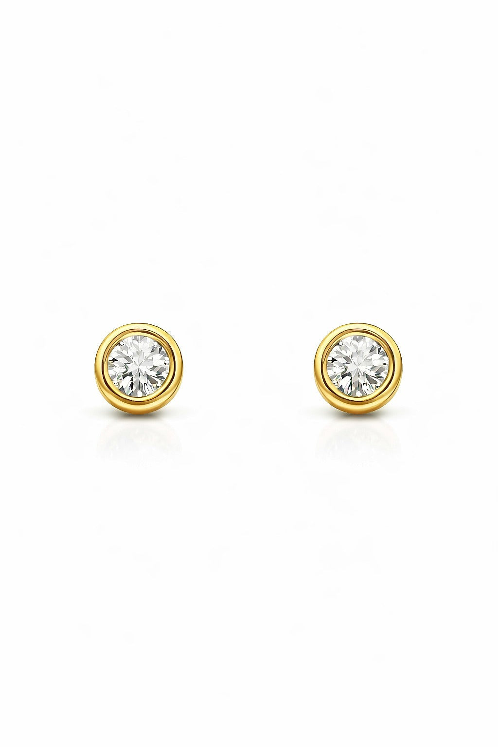 14K Gold Diamond Bezel Stud Earrings, 0.51 ct