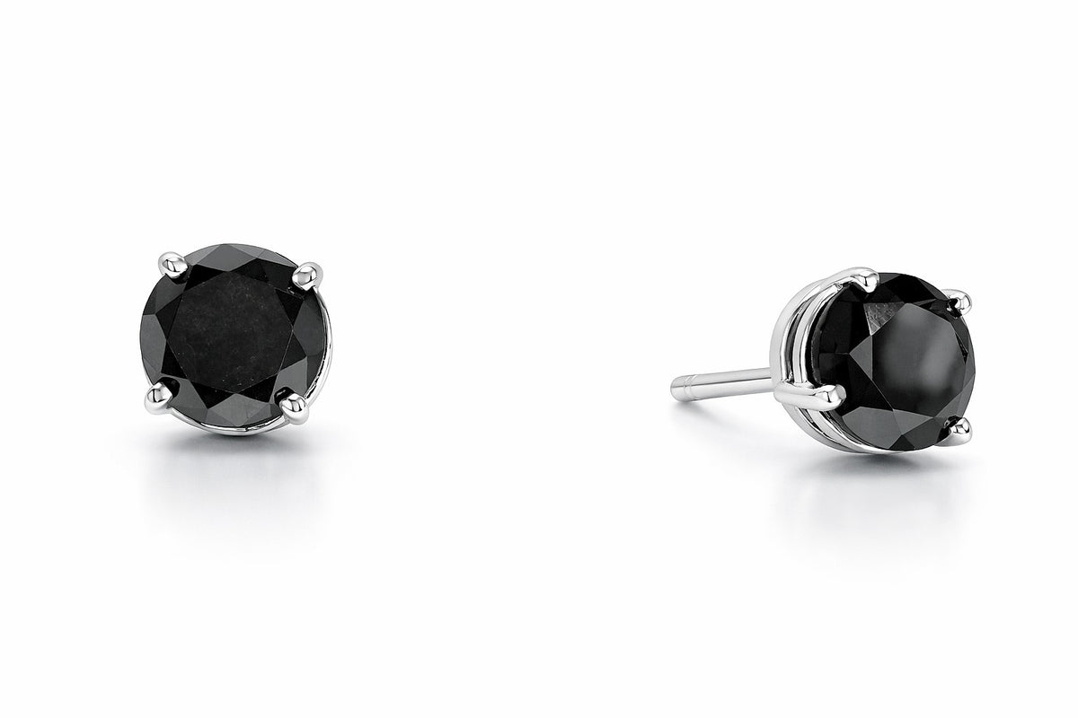 14K White Gold Black Diamond Earrings, 5.93 ct