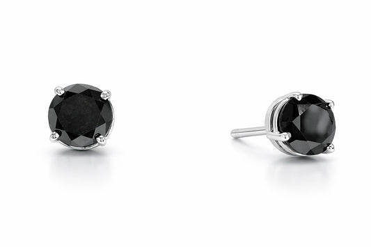 14K White Gold Black Diamond Earrings, 5.93 ct