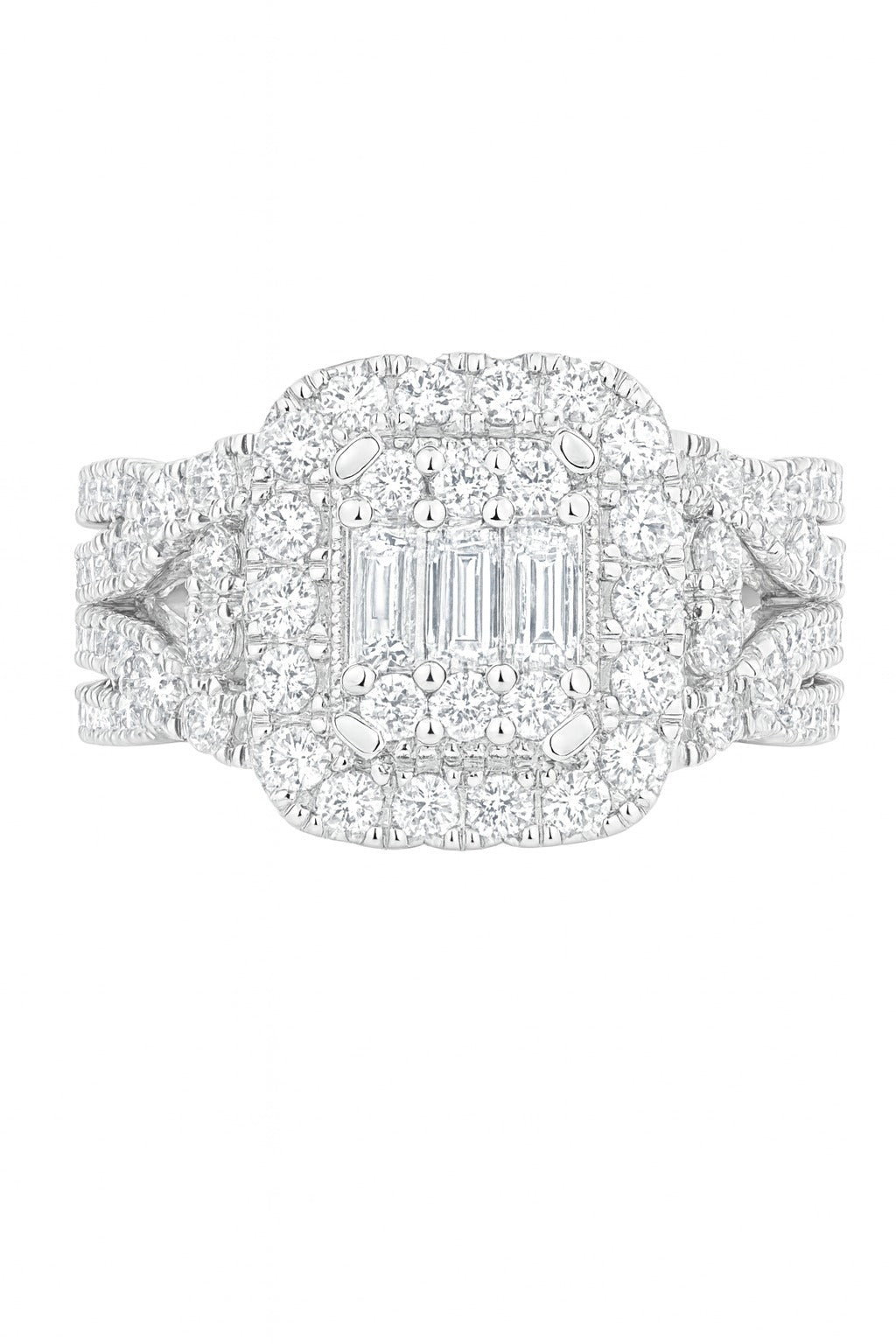 14K White Gold Diamond Engagement Ring, 0.88 ct