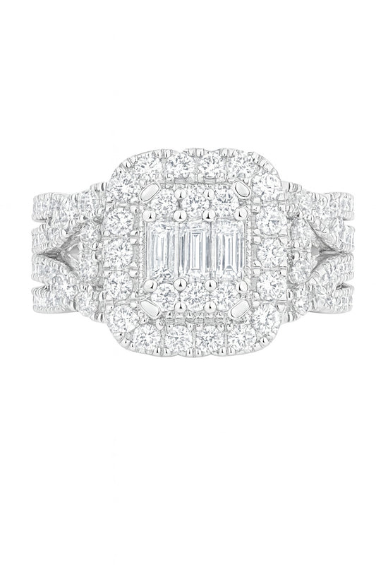 14K White Gold Diamond Engagement Ring, 0.88 ct