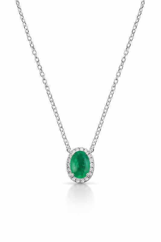 18K Yellow Gold Emerald and Diamond Pendant, 1.24 ctw