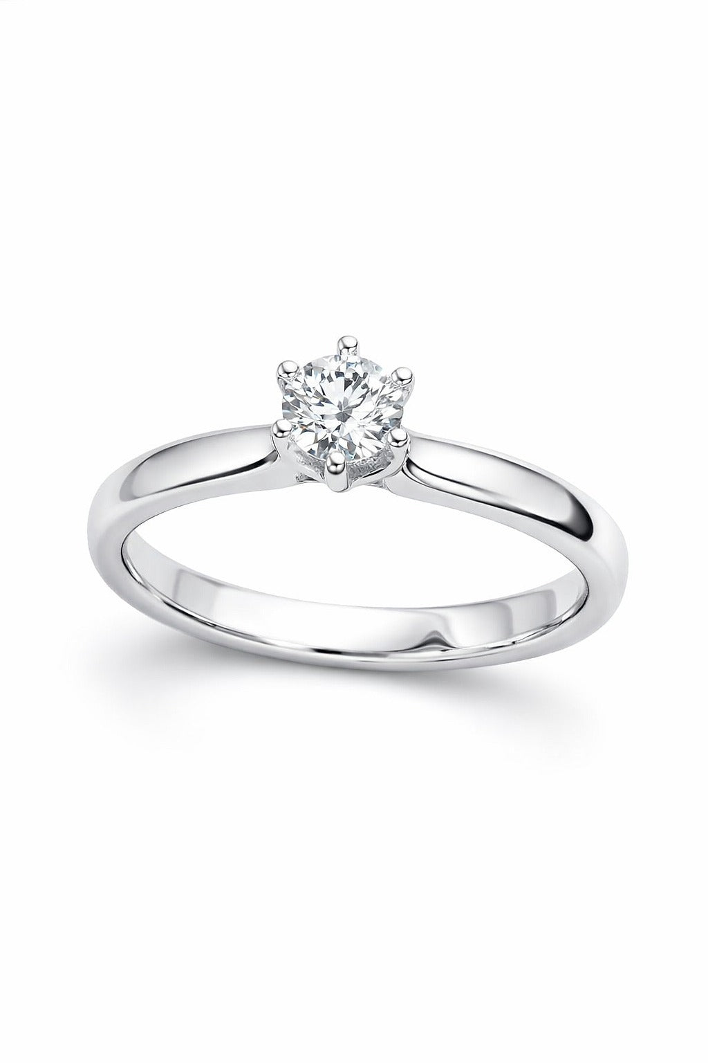 14K White Gold Round Diamond Solitaire Ring, 0.75 ct