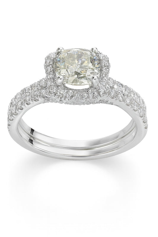18K White Gold Diamond Engagement Ring, 1.56 ct
